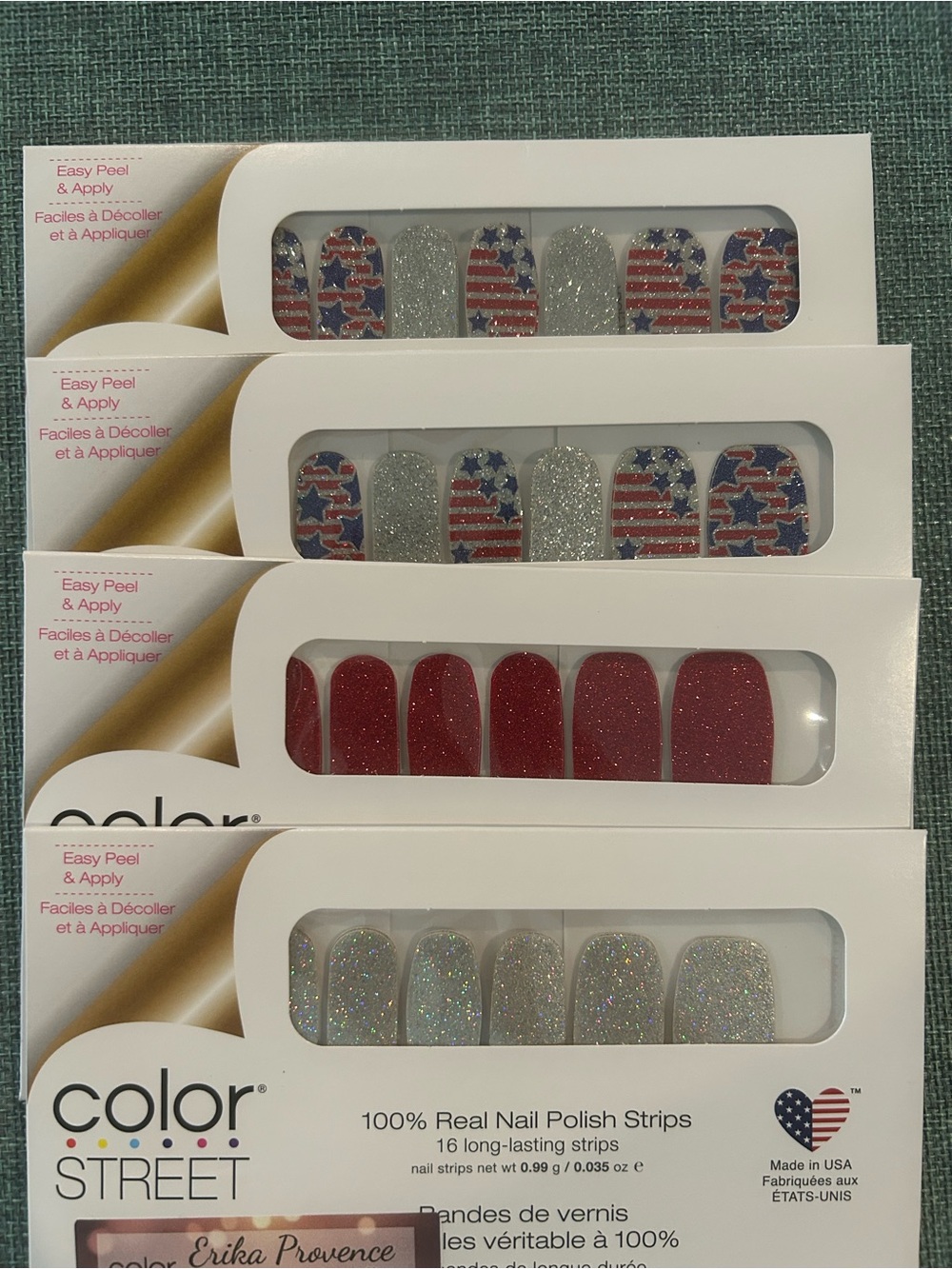 Color Street Patriotic Glitter Nail Strips – Lot of 4